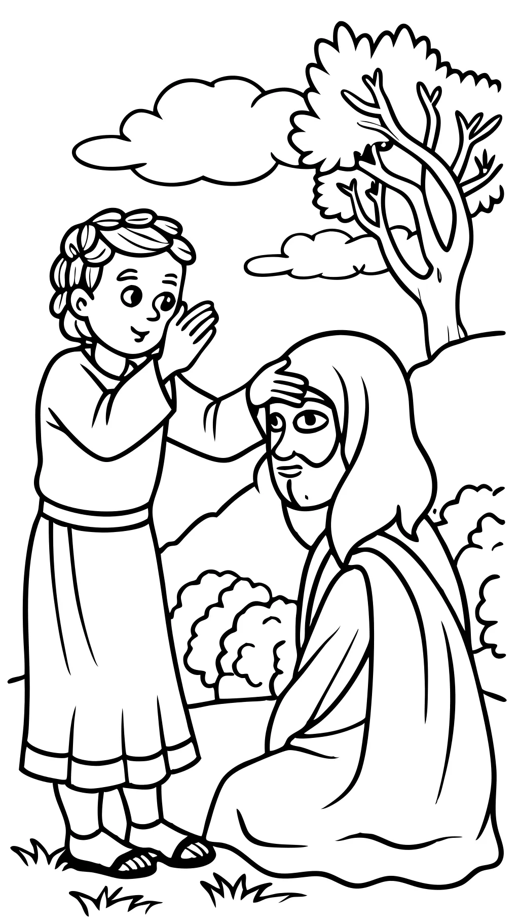 jesus healing the blind man coloring page